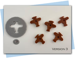 different airplane extruder disc designs plus a cloud extruder disc