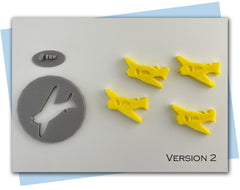 different airplane extruder disc designs plus a cloud extruder disc