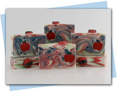 red white and green swirl with apple embed bars of soap