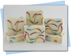 rainbow waves in a white base soap