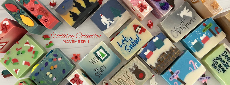 Collection of holiday soaps. Holiday Collection release November 1