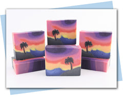 Ocean sunset with palm tree bar soap