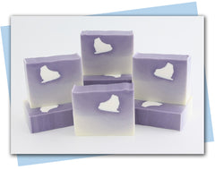 White to purple ombre soap with figure skate embed