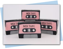 Bar soap made to look like an 80s mix tape