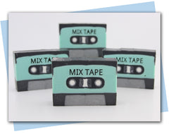 Bar soap made to look like an 80s mix tape