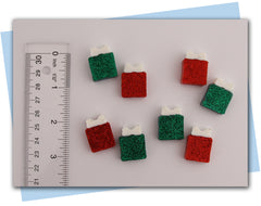 red and green presents with glitter soap embeds