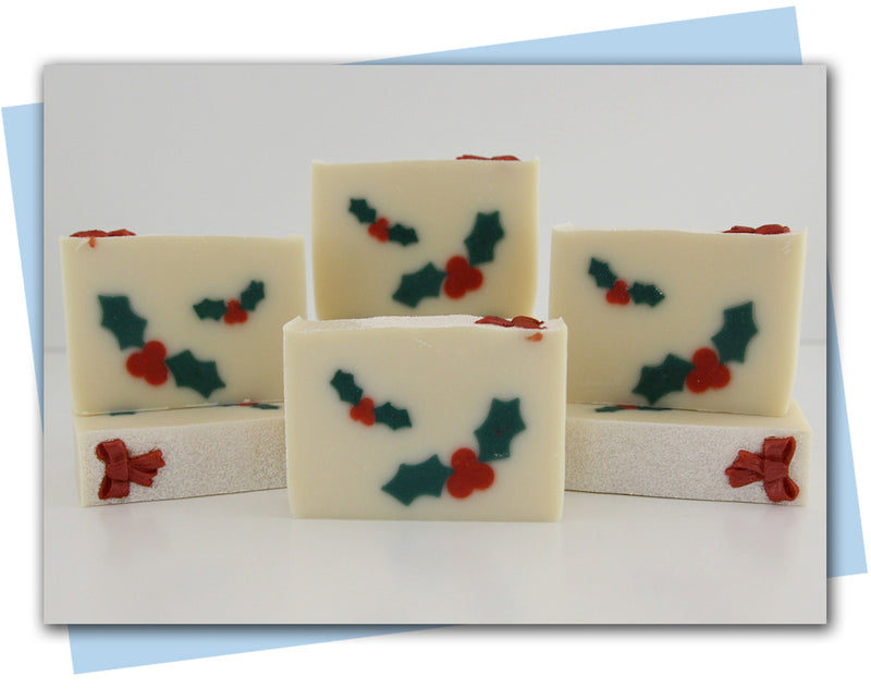 bars of soap with holly berries