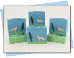 A wolf in a forest bar soap