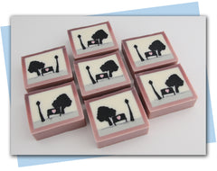 ombre pink frame with park scene bar soap