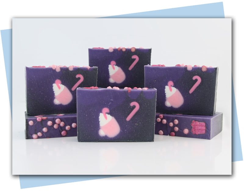 bars of ospa with black to purple ombre and a pink hot cocoa cup embed