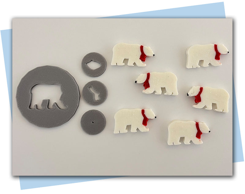 Polar bear wearing a scarf extruder disc set