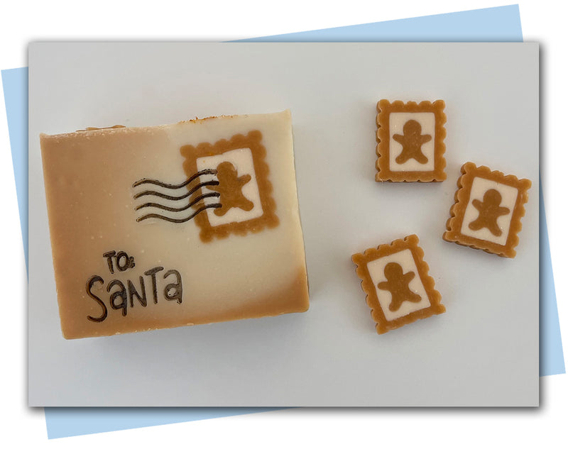 Holiday postage stamp extruder discs (Tree, candy cane, angel, and gingerbread man)