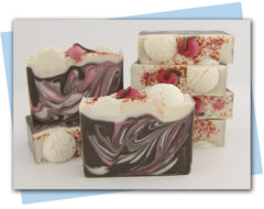 Brown/White/Pink swirled soap with ice cream and cherry embed on top