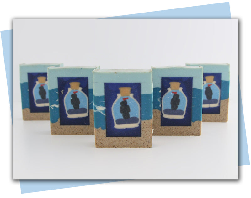 Ship in Bottle inside an ocean scene frame bars of soap