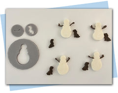 Snowman with stick arms and dog extruder disc set
