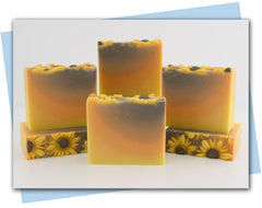 brow to orange to yellow ombre soap with sunflowers on top