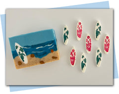surfboard extruder disc set with two stamps turtle and flower design