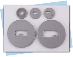 truck extruder disc embeds with different embellishments in truck