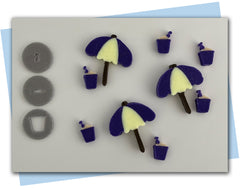 Beach umbrella and pail summer extruder discs