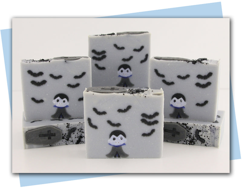 bars of soap with a vampire and bats