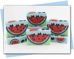 watermelon soap with ants walking on the top of the watermelon bar soap