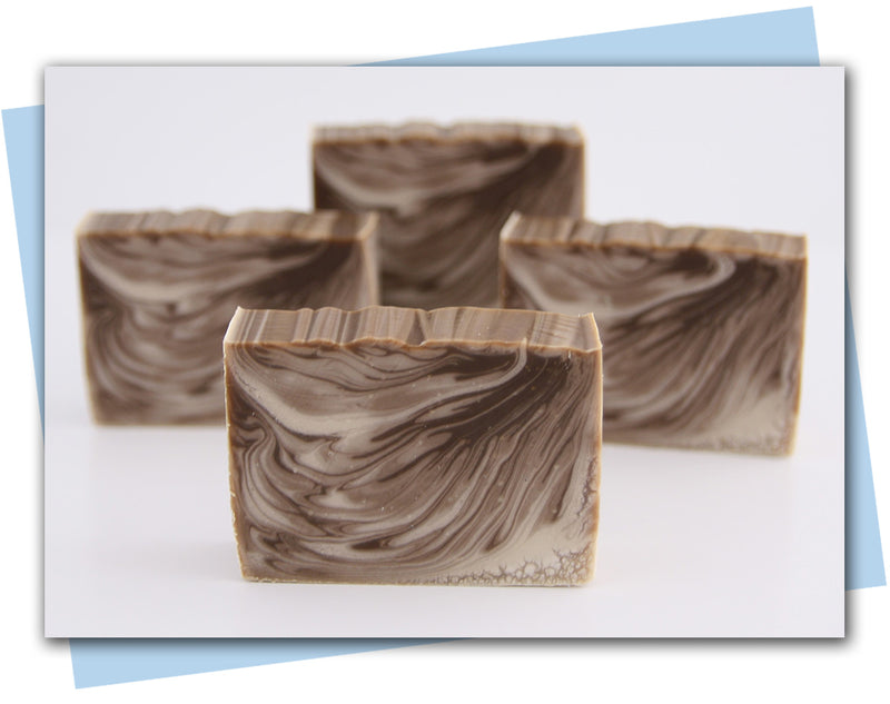 bars of brown and white swirled soap