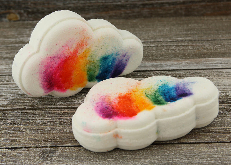 cloud with rainbow bath bomb