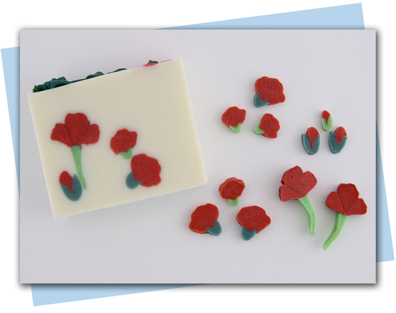 poppy flower soap embeds extruder discs