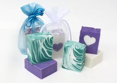 Half bars of soap with heart embed
